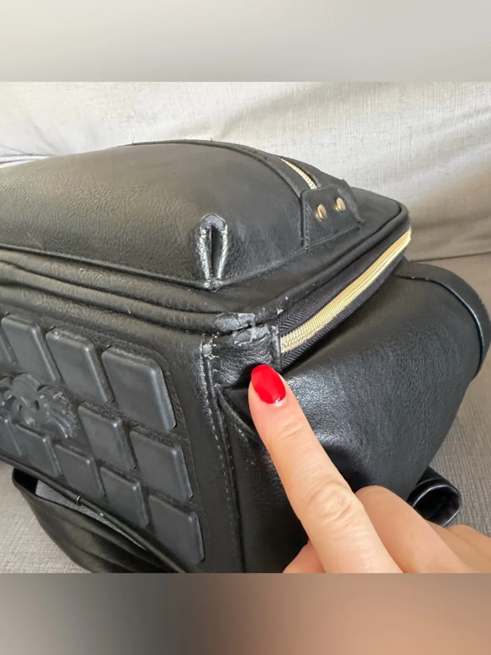 Itzy Ritzy Mini Black Faux Leather diaper Backpack